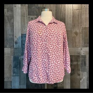 Catherines white red button up shirt XLarge bicycles coastal grandma old money